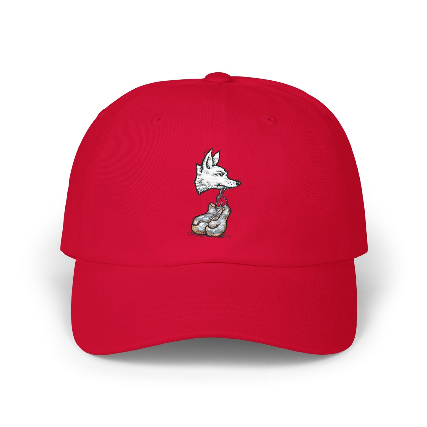 Coyote Boxing Dad Hat - Unisex Garage Gym Cap with Embroidered Wild Dog & Gloves - Streetwear Fighter Style