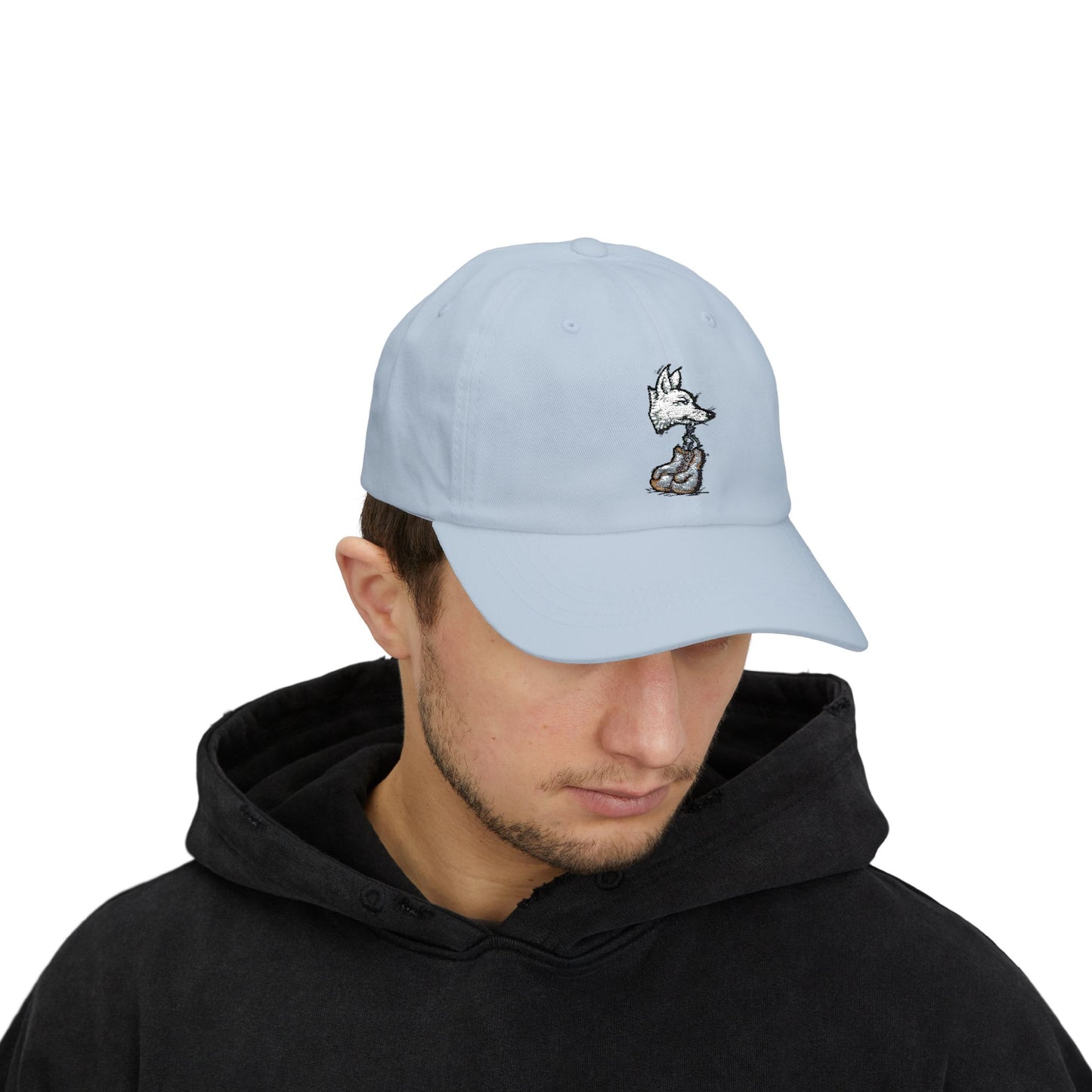 Coyote Boxing Dad Hat - Unisex Garage Gym Cap with Embroidered Wild Dog & Gloves - Streetwear Fighter Style
