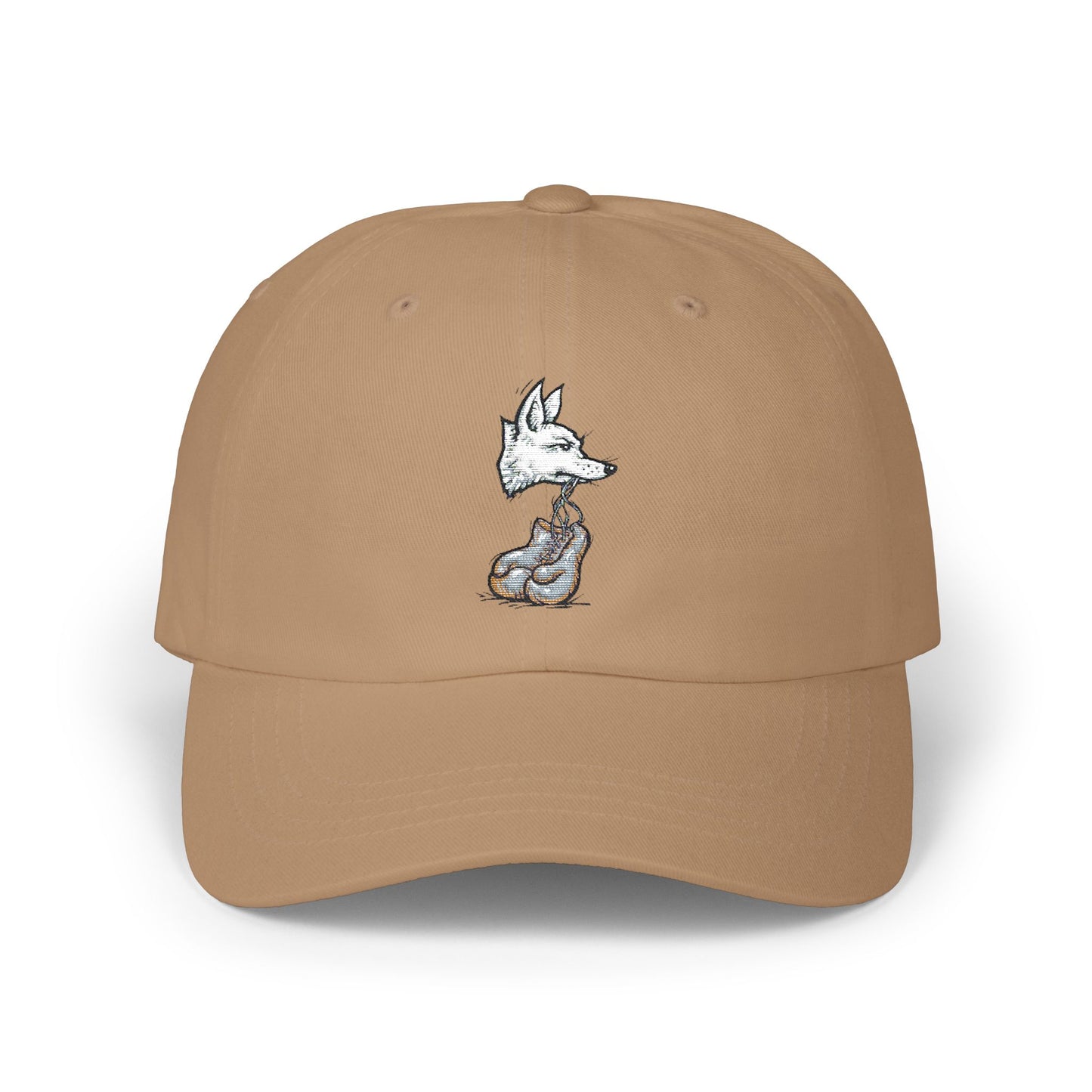 Coyote Boxing Dad Hat - Unisex Garage Gym Cap with Embroidered Wild Dog & Gloves - Streetwear Fighter Style