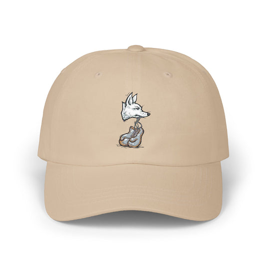 Coyote Boxing Dad Hat - Unisex Garage Gym Cap with Embroidered Wild Dog & Gloves - Streetwear Fighter Style