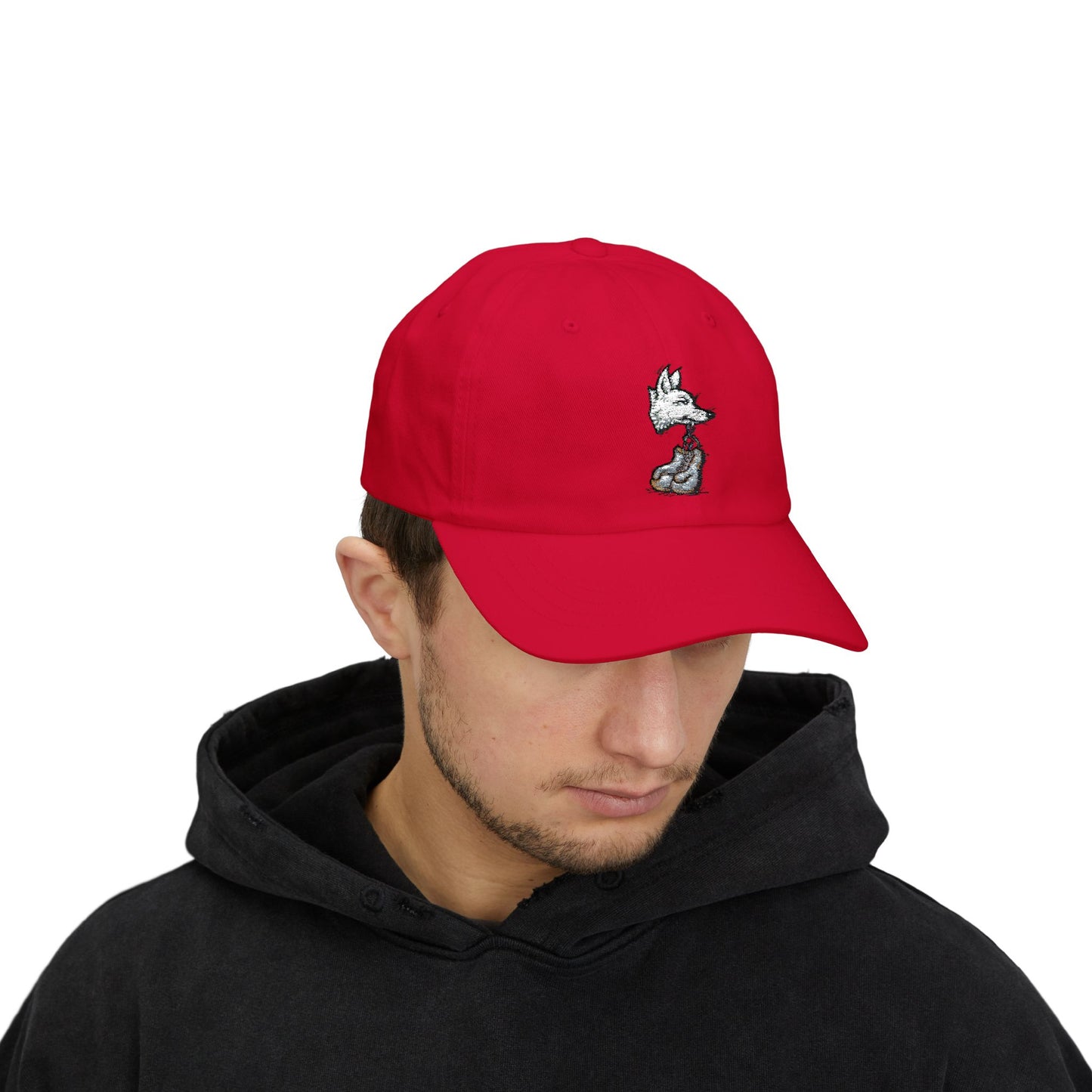 Coyote Boxing Dad Hat - Unisex Garage Gym Cap with Embroidered Wild Dog & Gloves - Streetwear Fighter Style