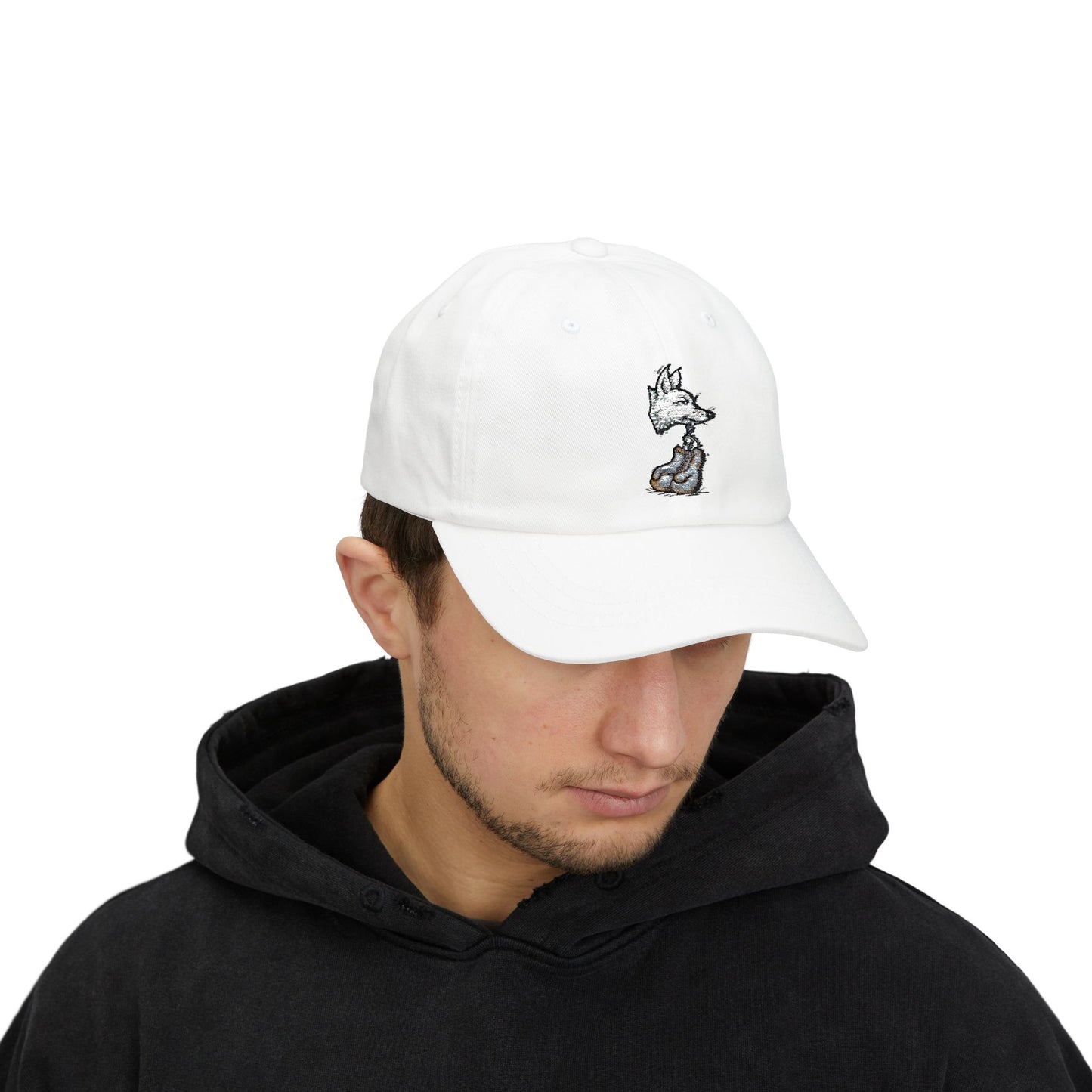Coyote Boxing Dad Hat - Unisex Garage Gym Cap with Embroidered Wild Dog & Gloves - Streetwear Fighter Style