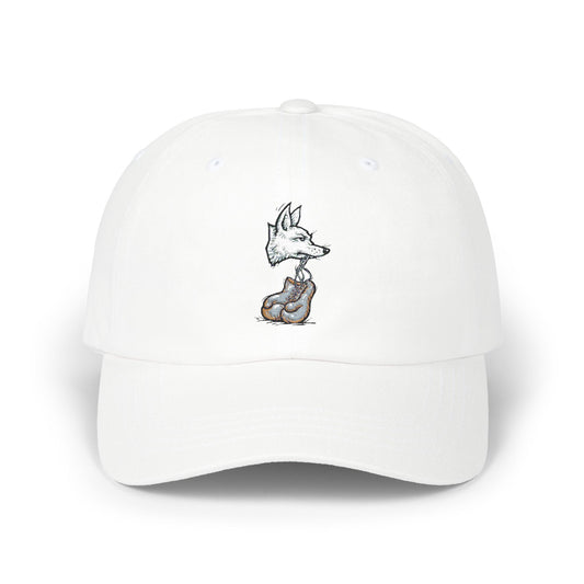 Coyote Boxing Dad Hat - Unisex Garage Gym Cap with Embroidered Wild Dog & Gloves - Streetwear Fighter Style