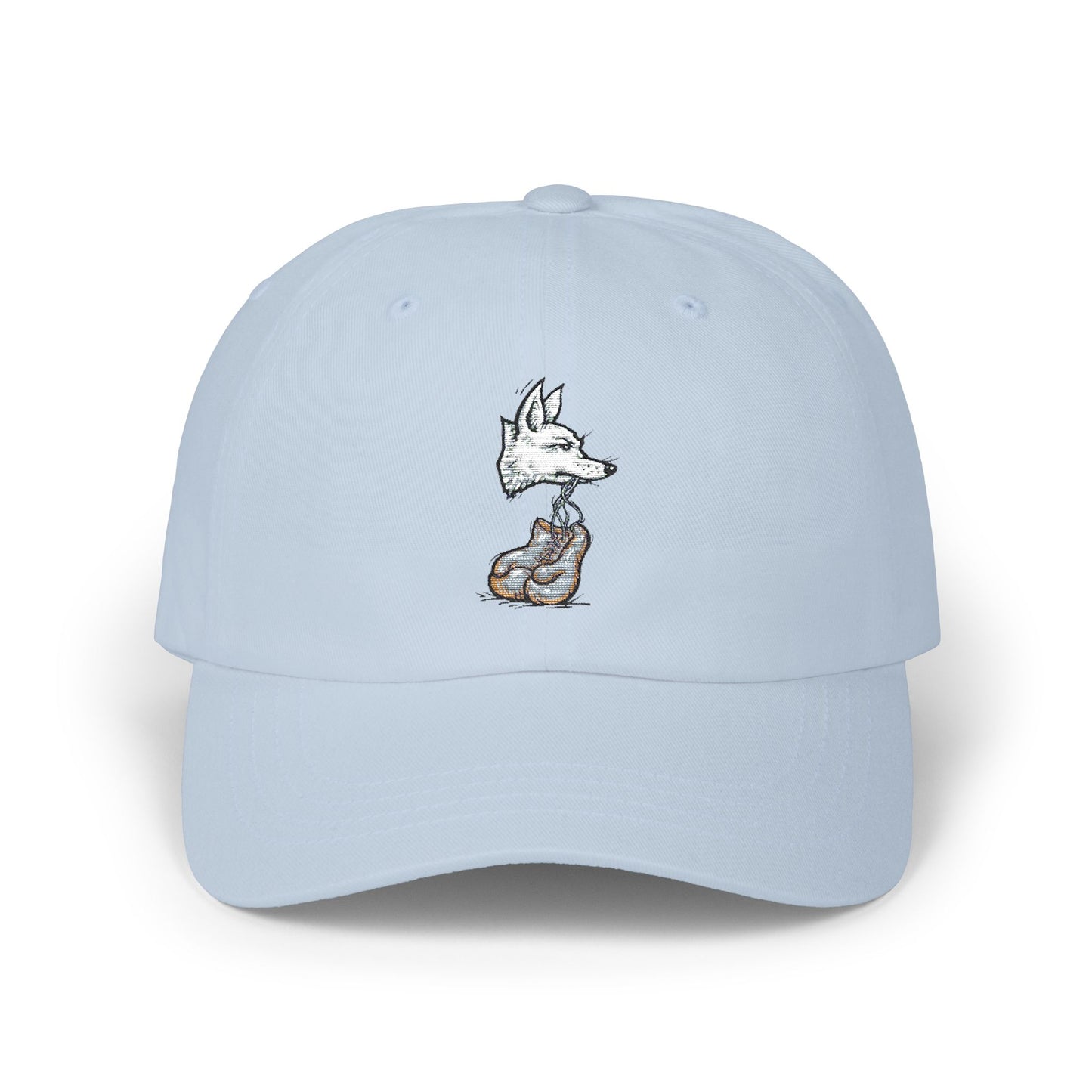 Coyote Boxing Dad Hat - Unisex Garage Gym Cap with Embroidered Wild Dog & Gloves - Streetwear Fighter Style