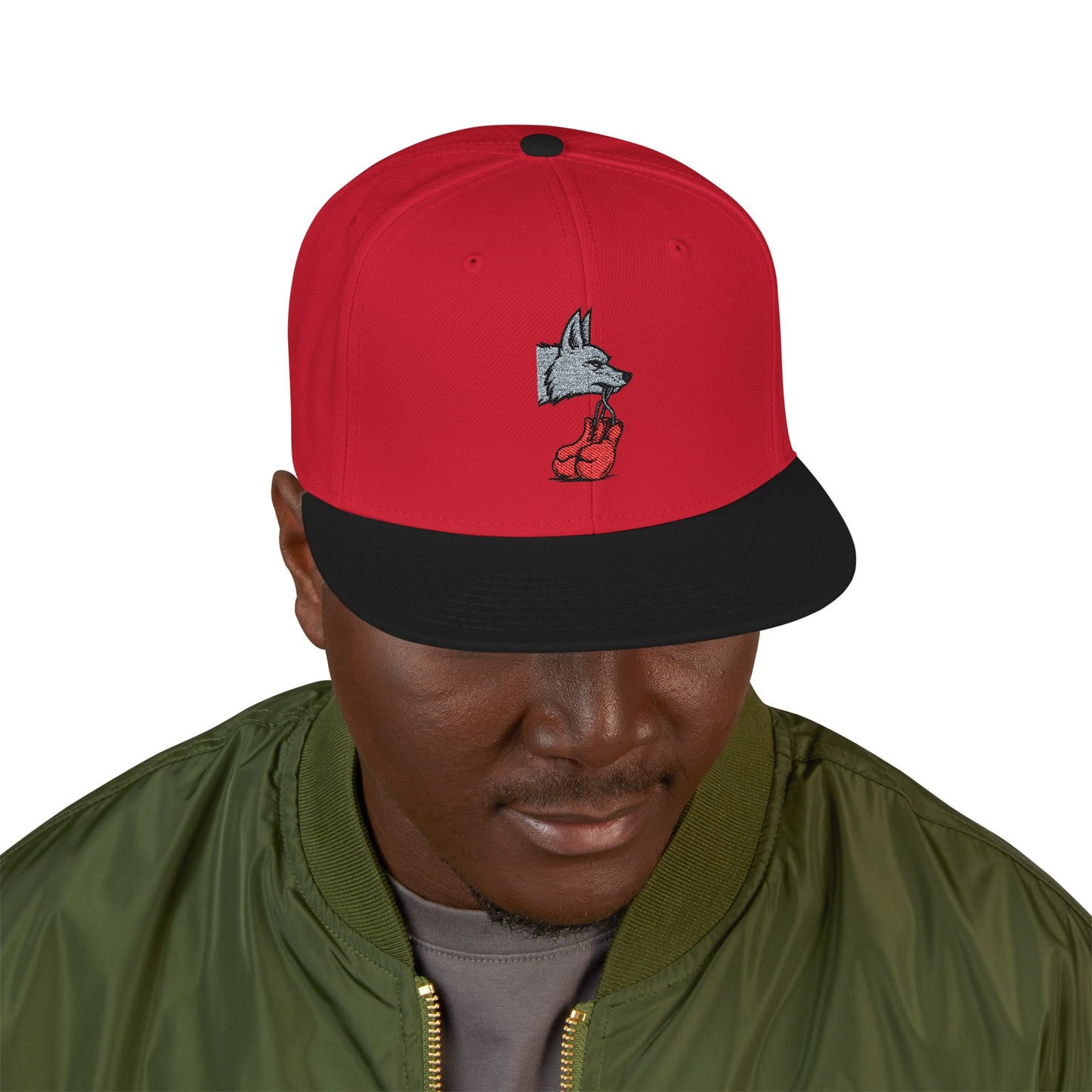 Embroidered Poker Hand Snapback Hat — Red Heart Ace Design