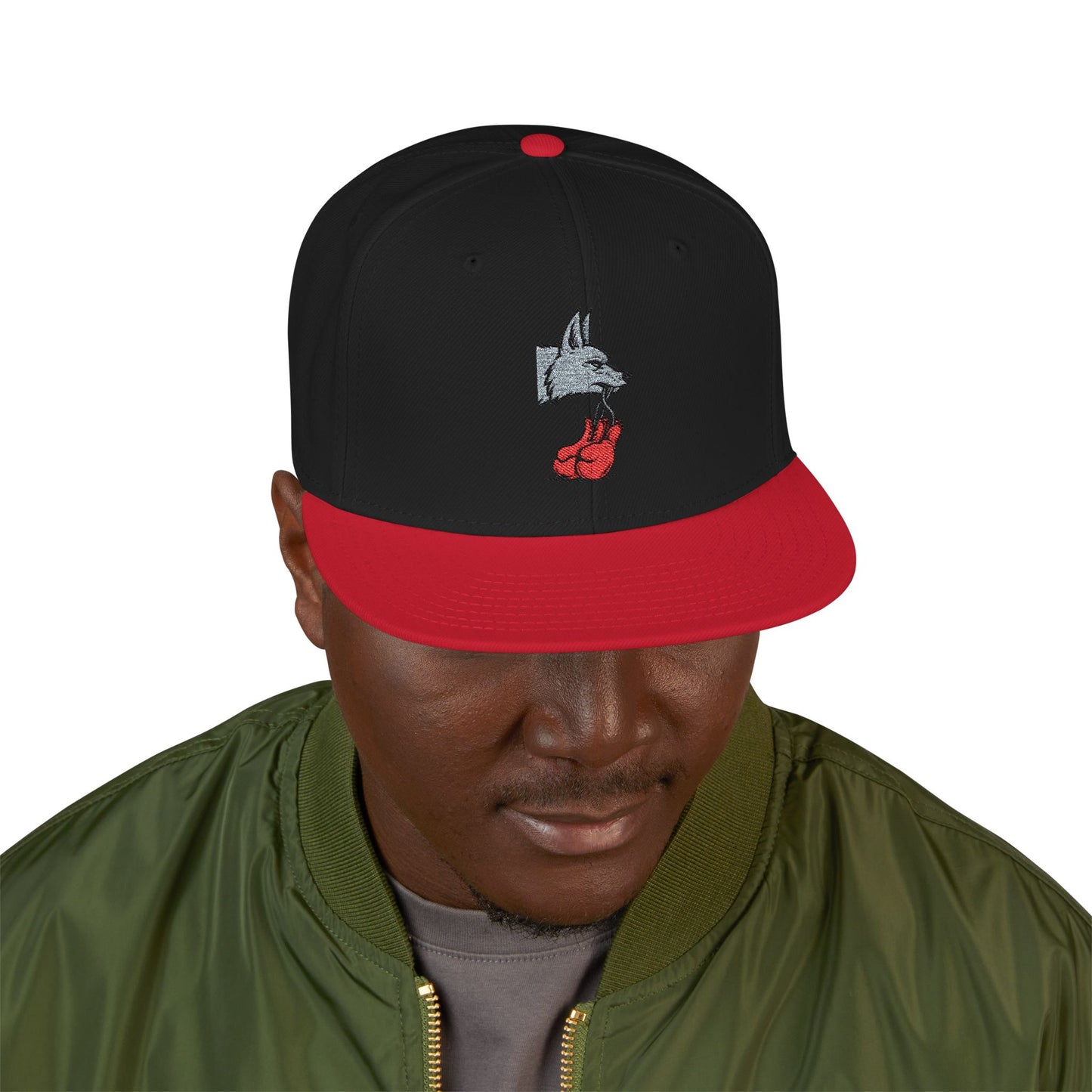 Embroidered Poker Hand Snapback Hat — Red Heart Ace Design